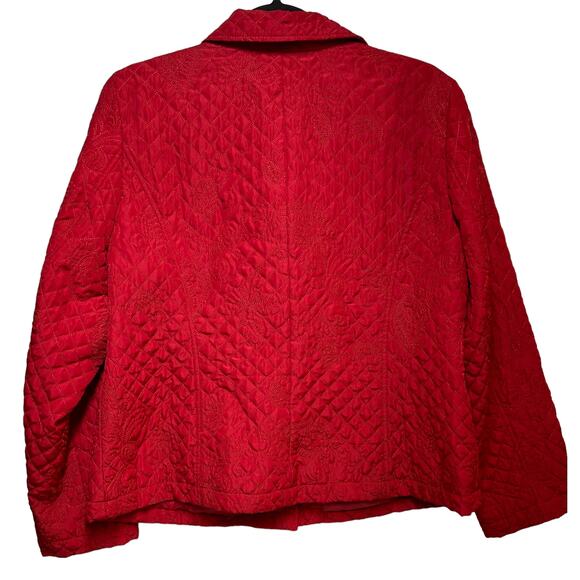 Requirements‎ Quilted Jacket Blazer Red Floral Embroidered Women's Plus Size - Picture 5 of 10